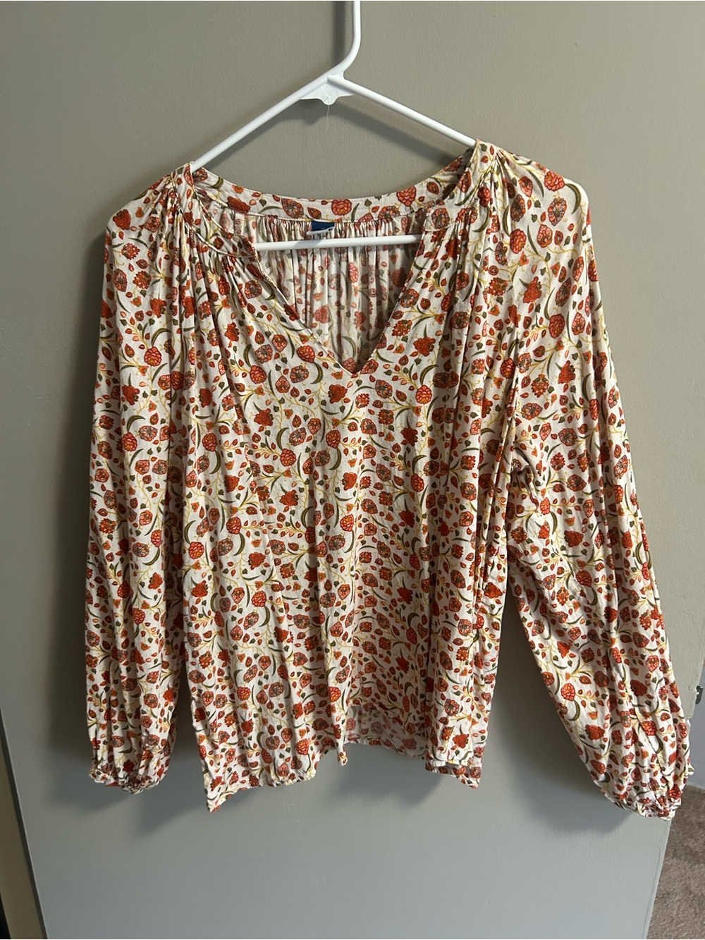 Old Navy Floral Boho Peasant Top Medium Cottagecore Long Sleeve